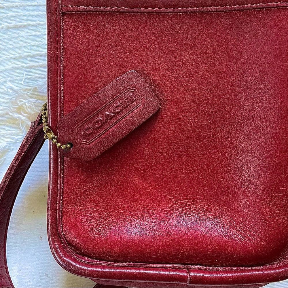 VINTAGE COACH CAMERA Bag Red Leather Shoulder Crossbody Handbag Purse H5C- 9973 - Picture 8 of 16